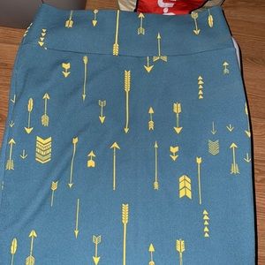 Teal and Yellow Arrow Pencil Skirt